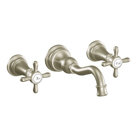 Moen Two-Handle Wall Mount Bathroom Faucet Brushed Nickel TS42112BN